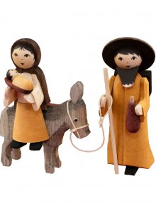 Maria und Josef auf Esel gebeizt