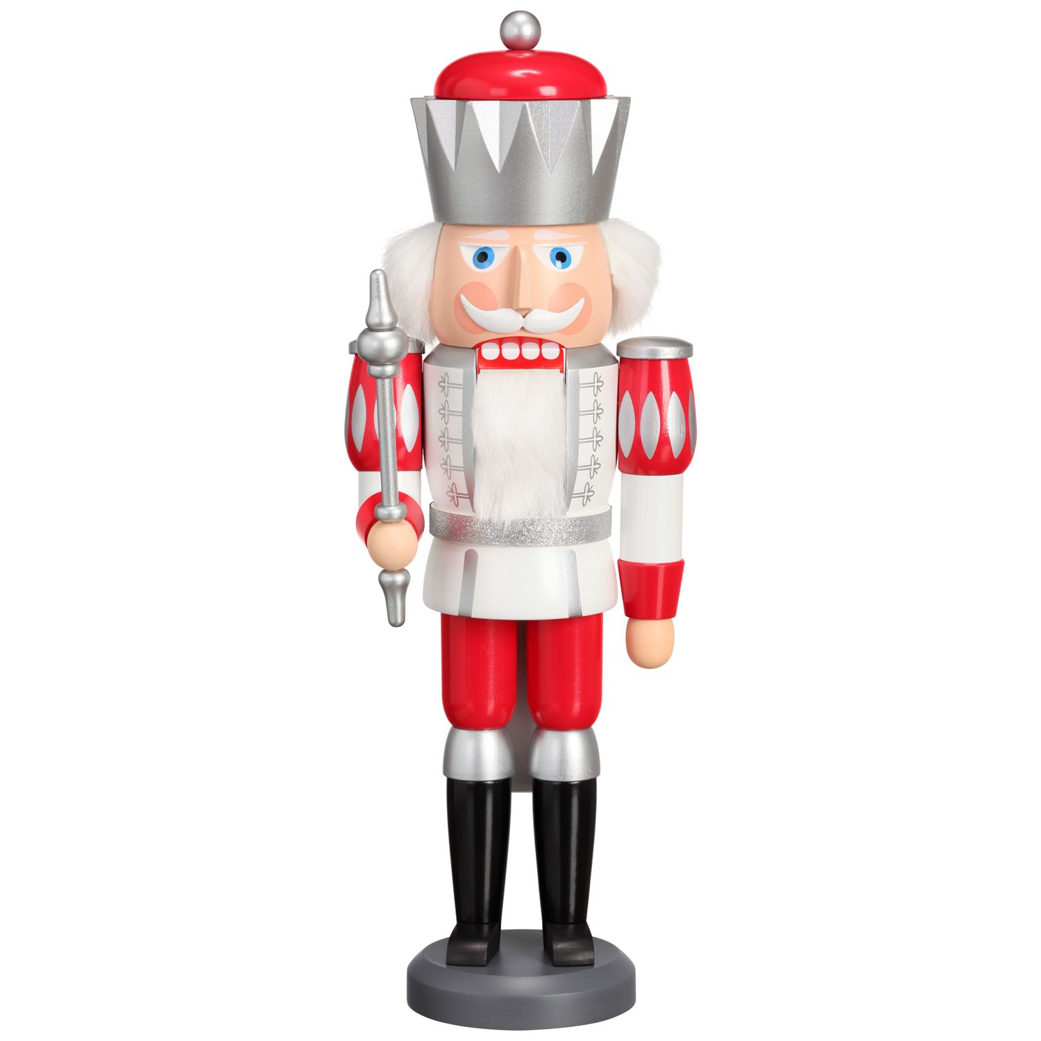 Nussknacker König weiß-silber-rot