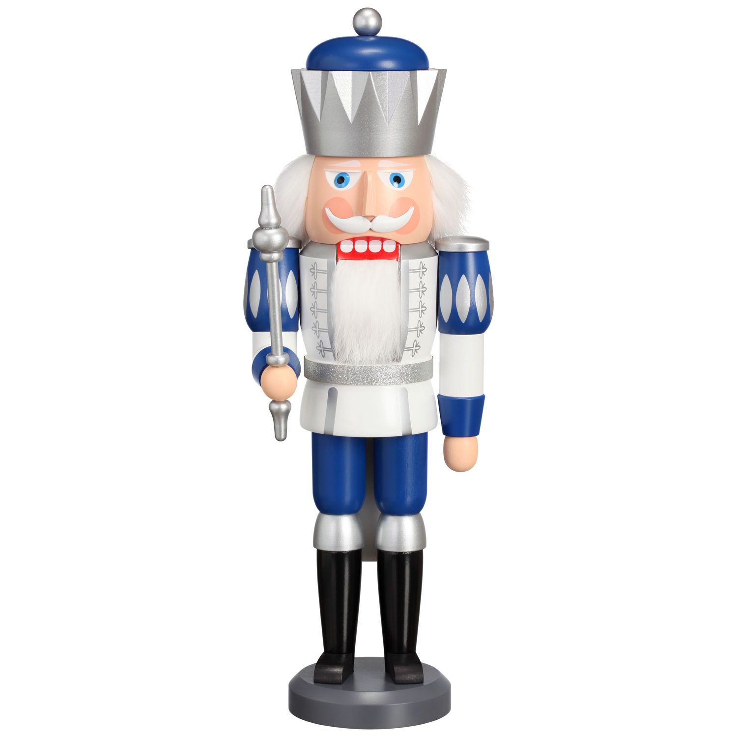 Nussknacker König weiß-silber-blau