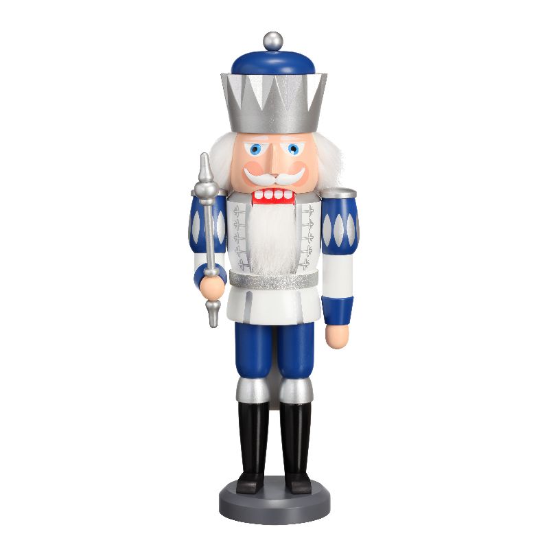 Nussknacker König weiß-silber-blau, 40 cm
