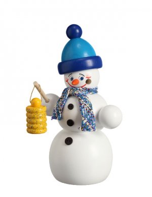 Räucherfigur Schneemann mit Laterne, 15cm