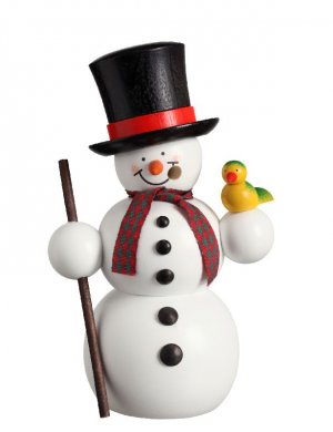 ´Räucherfigur Schneemann mit Vogel, 15cm