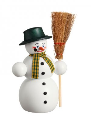 Räucherfigur Schneemann mit Besen, 16cm