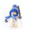 Räuchermann Schneemann mit blauer Mütze und Besen