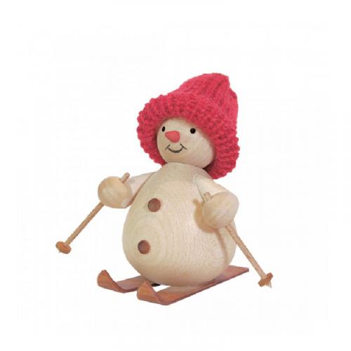 Schneemann mit Ski auf Schulter BxHxT = 6x11,5x8cm NEU Erzgebirge Miniatur 