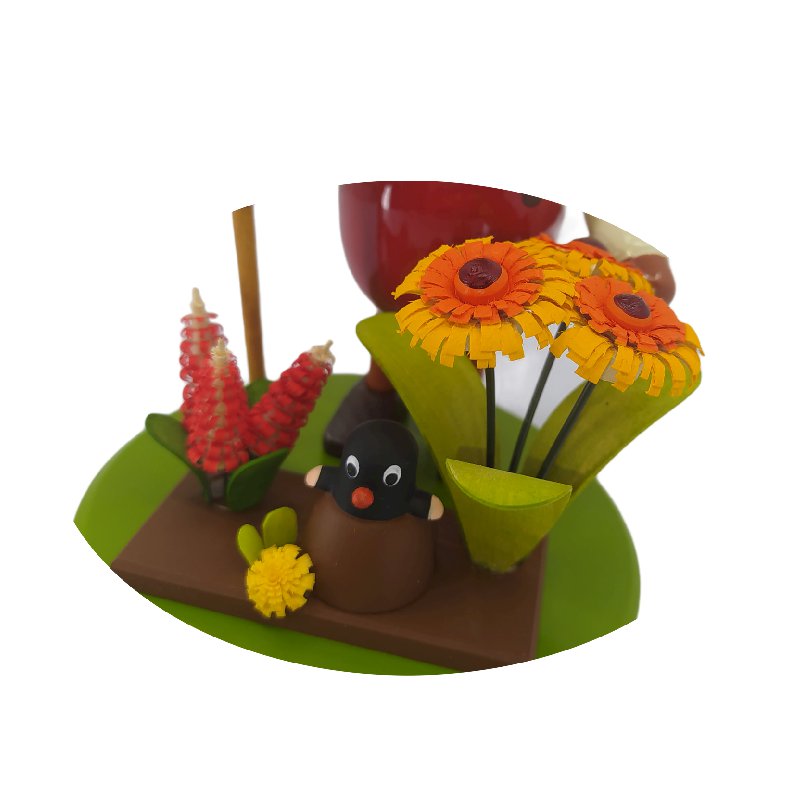 Hase mit Maulwurf und Blumen, groß
