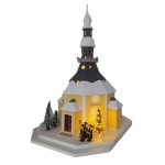 Lichterhaus Seiffener Kirche, groß mit beleuchtetem Baum