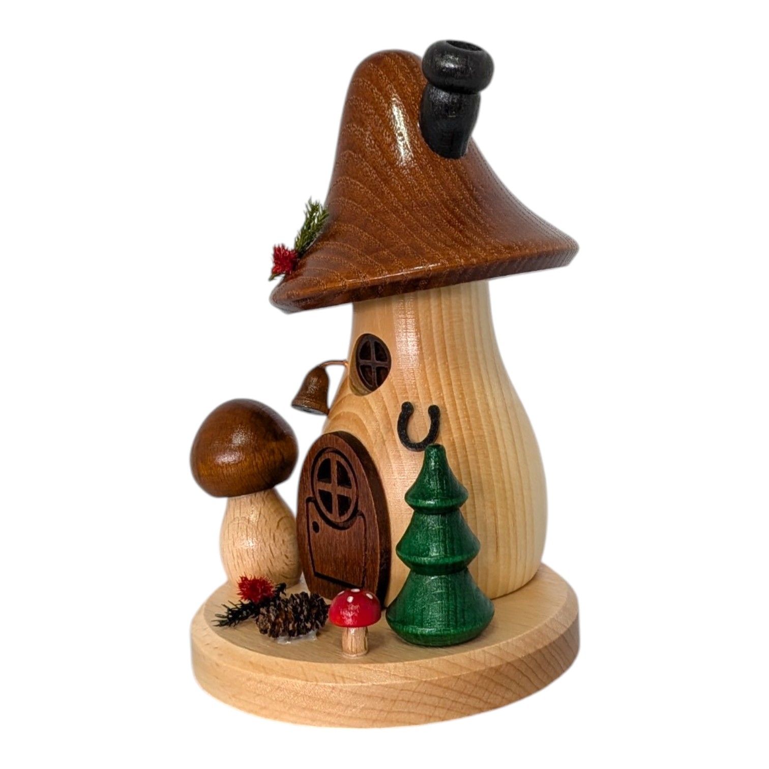 Räucherfigur Pilzhaus Braunkappe, geschwungen und hoch