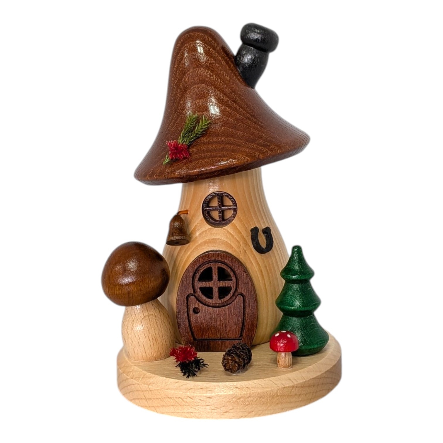 Räucherfigur Pilzhaus Braunkappe, geschwungen und hoch