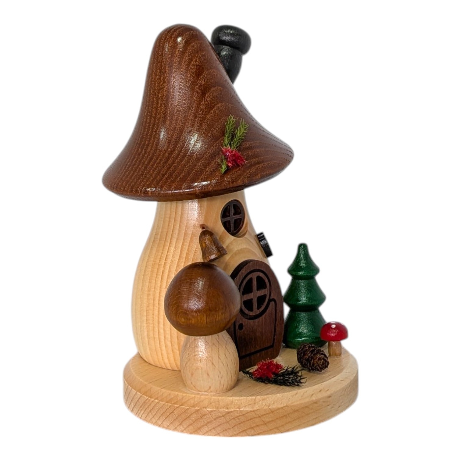 Räucherfigur Pilzhaus Braunkappe, geschwungen und hoch