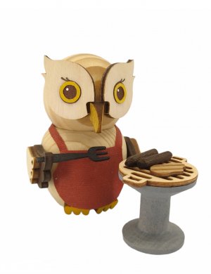 Holzfigur Mini-Eule mit Grill