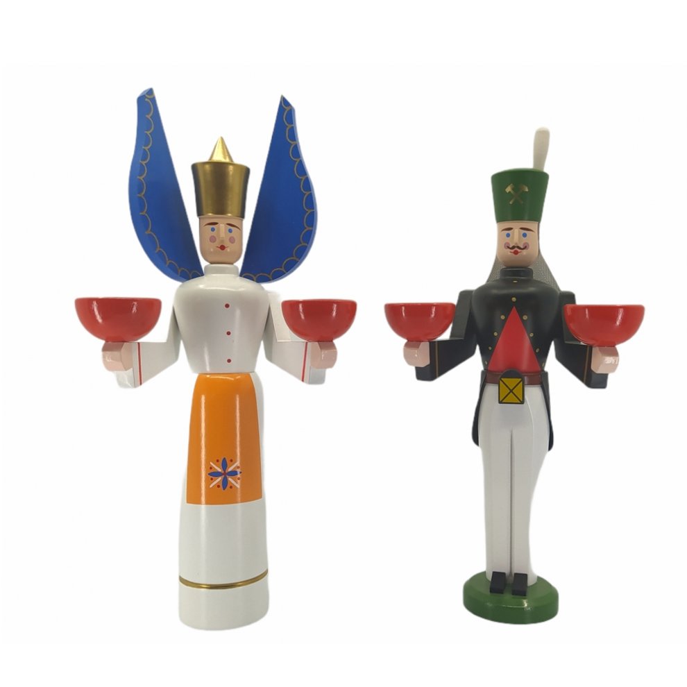 Kerzenhalter Engel und Bergmann
