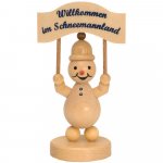 Schneemann Junior mit Schild