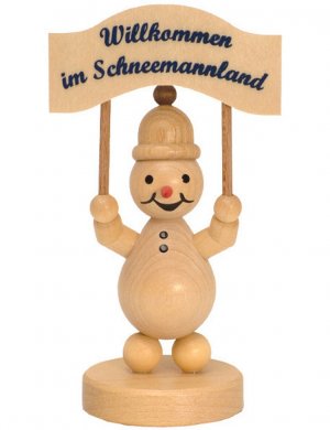Schneemann Junior mit Schild