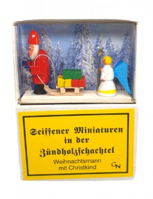 Zündholzschachtel - Weihnachtsmann mit Christkind