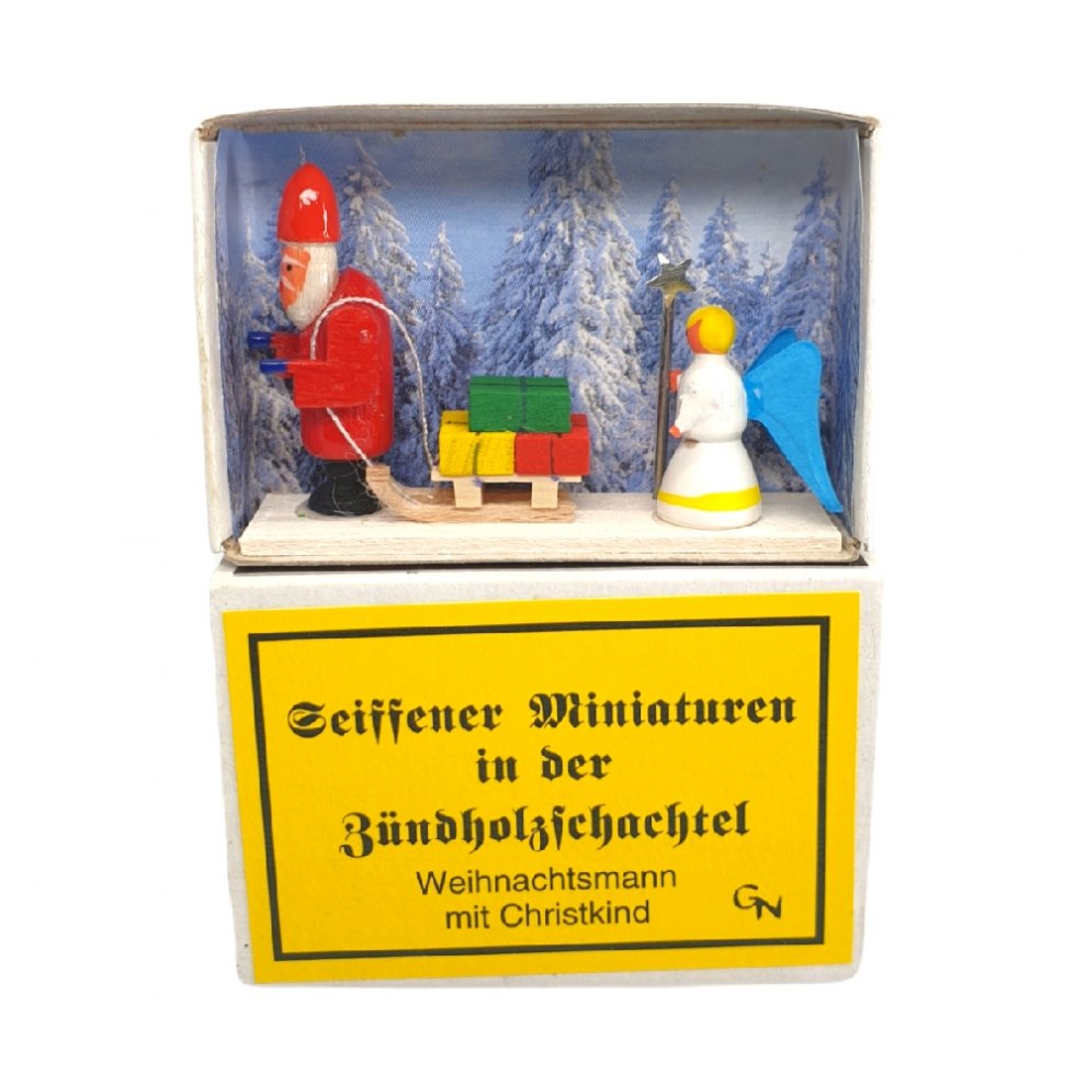 Zündholzschachtel - Weihnachtsmann mit Christkind