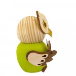 Holzfigur Mini-Eule mit Blättergirlande
