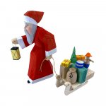 Weihnachtsfigur - Weihnachtsmann mit Schlitten und Bäumchen