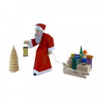 Weihnachtsfigur - Weihnachtsmann mit Schlitten und Bäumchen