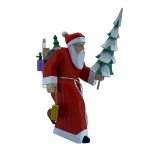 Weihnachtsfigur - Weihnachtsmann mit Tannenbaum