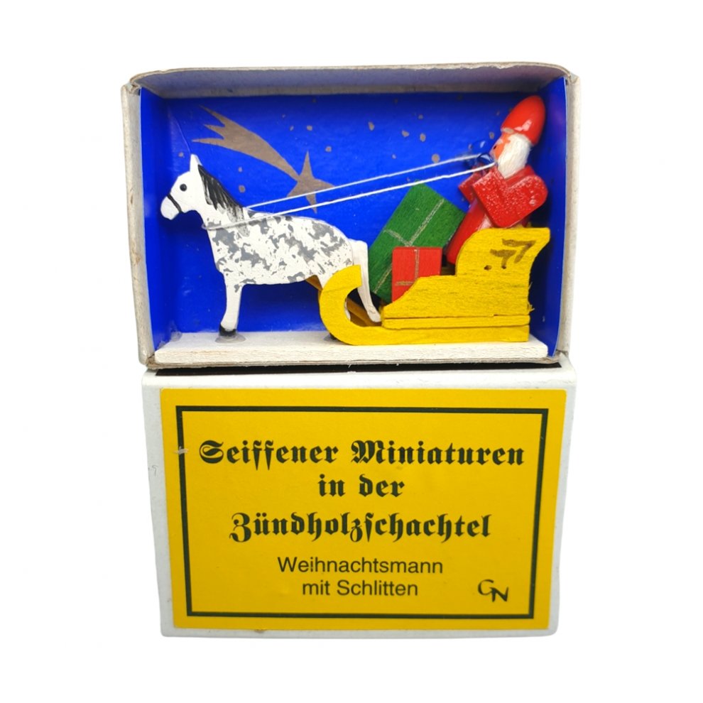 Zündholzschachtel - Weihnachtsmann mit Schlitten