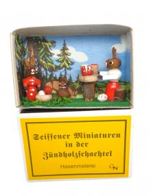 Zündholzschachtel Miniatur Hochzeit Seiffen Erzgebirge Volkskunst DEKO NEU 29/12