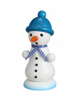 Räuchermann Schneemann mit Bommelmütze, blau