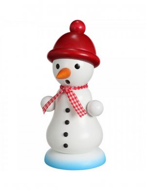 Räuchermann Schneemann mit Bommelmütze, rot