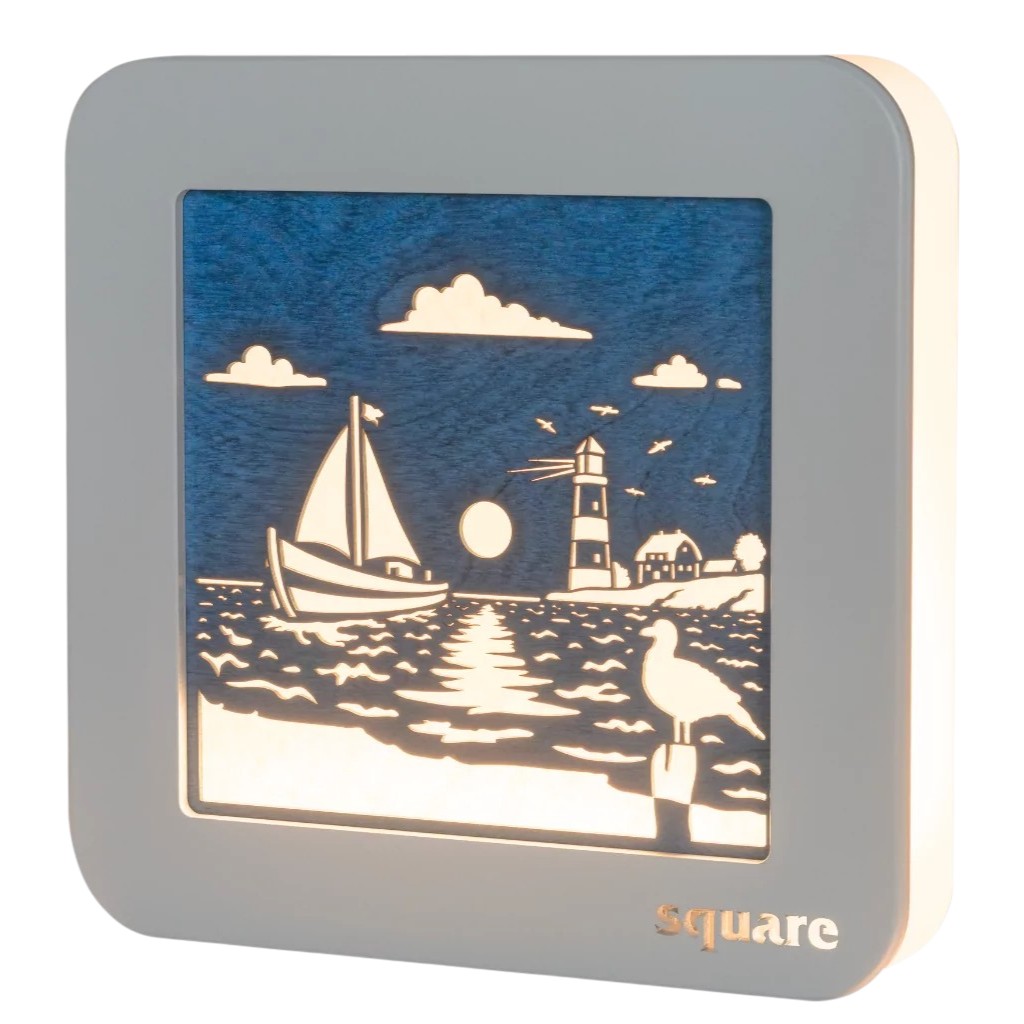 Square Standbild LED Maritim, weiß/blau