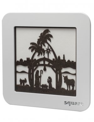 Erzgebirge Square Wandbild LED - "christi geburt", kolonial/braun