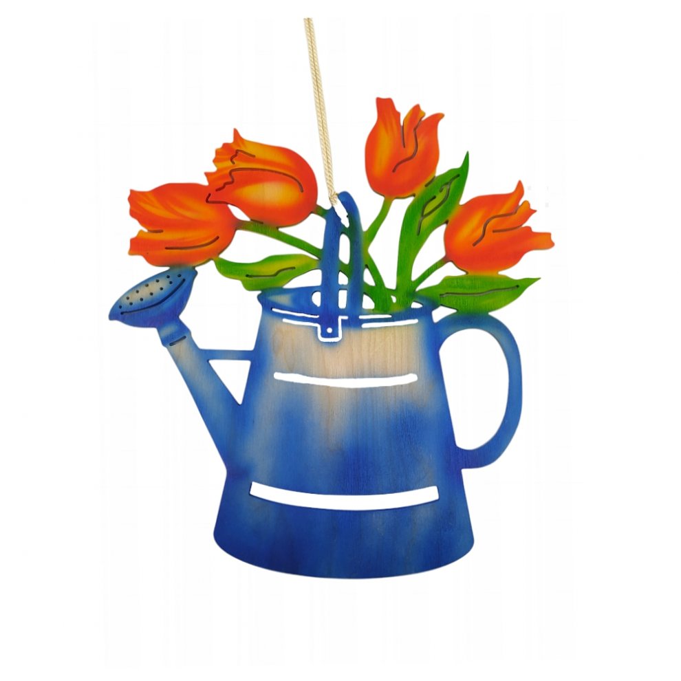 Fensterbild Tulpen in Gießkanne, farbig