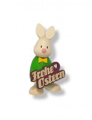 Figur mit Herz, Max mit Frohe Ostern Schild