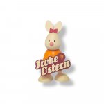 Figur mit Herz, Emma mit Frohe Ostern Schild