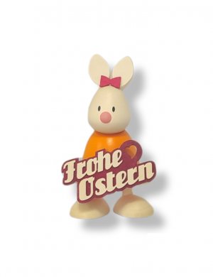 Figur mit Herz, Emma mit Frohe Ostern Schild