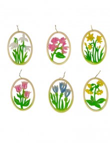 Behang Ostereier mit Blumendekor, farbig