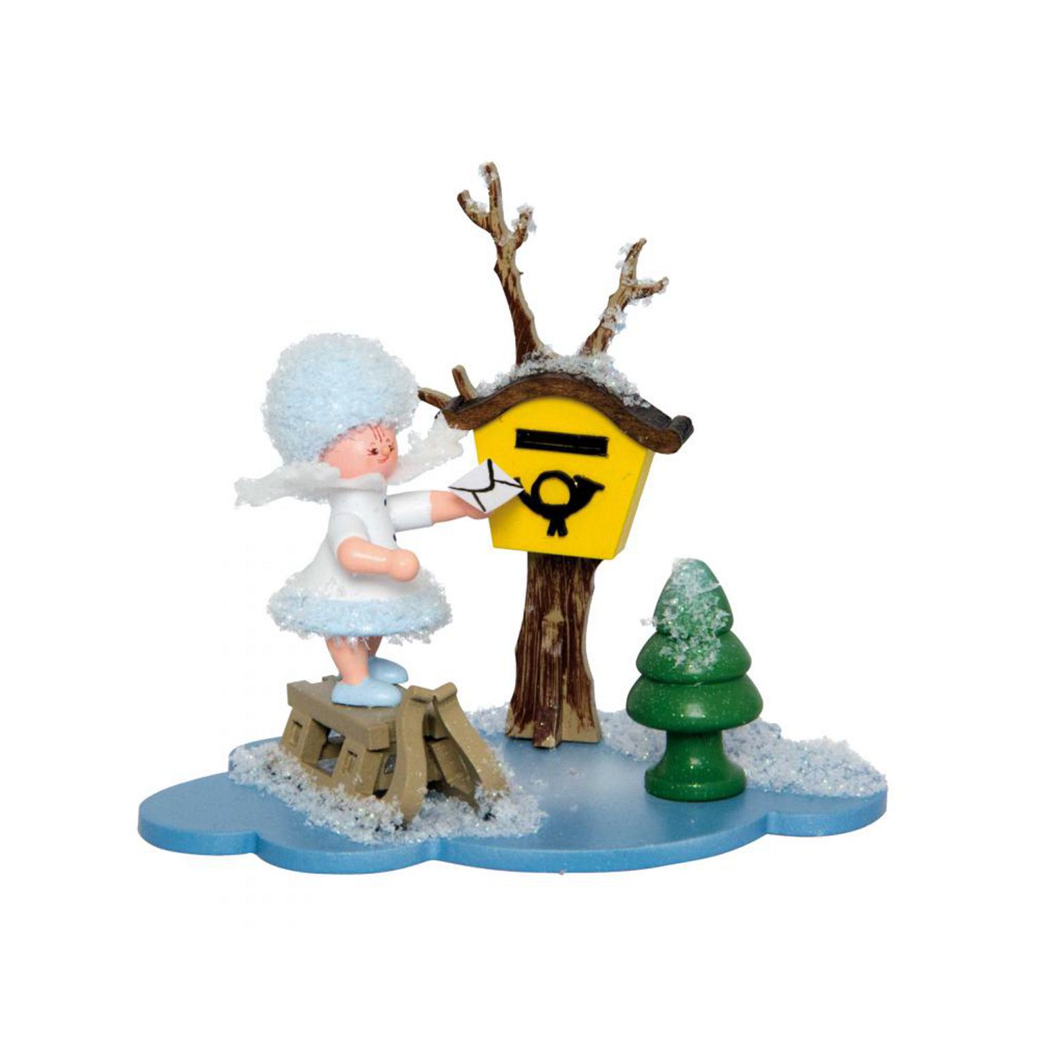 Schneeflöckchen am Briefkasten auf Wolke