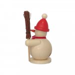 Räuchermann Schneemann mit Besen, rot