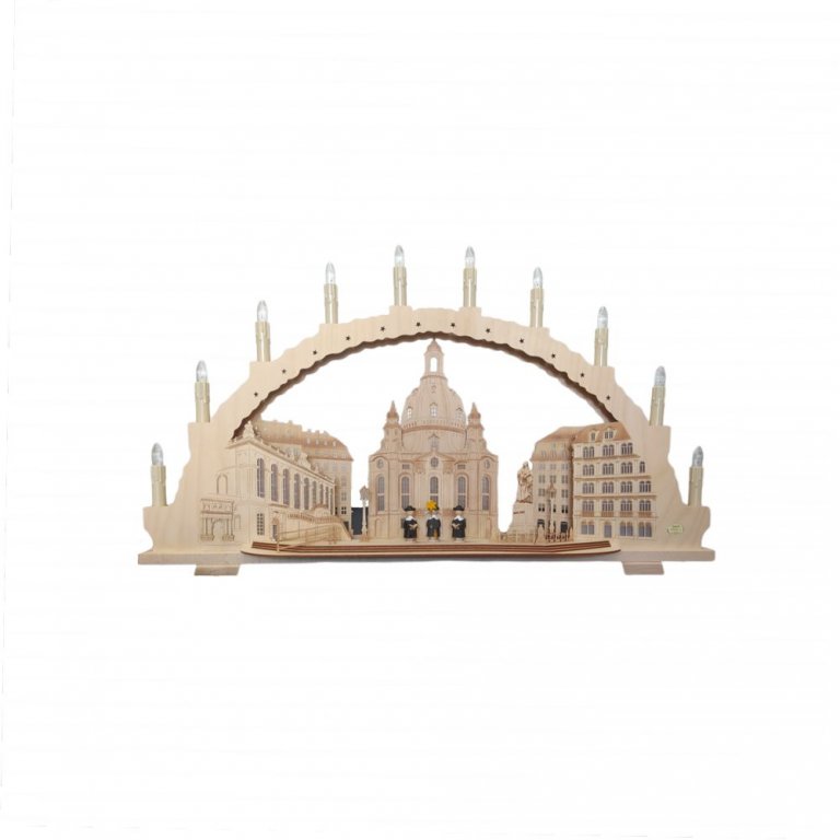 3D-Doppelschwibbogen Dresdner Frauenkirche Mit Kutsche Und Figuren (68×35 Cm) Von Schlick & Türk