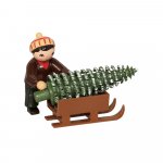 Baumdieb Junge mit Schlitten, beige