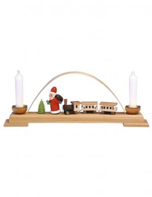 Schwibbogen mit Eisenbahn und Weihnachtsmann, klein