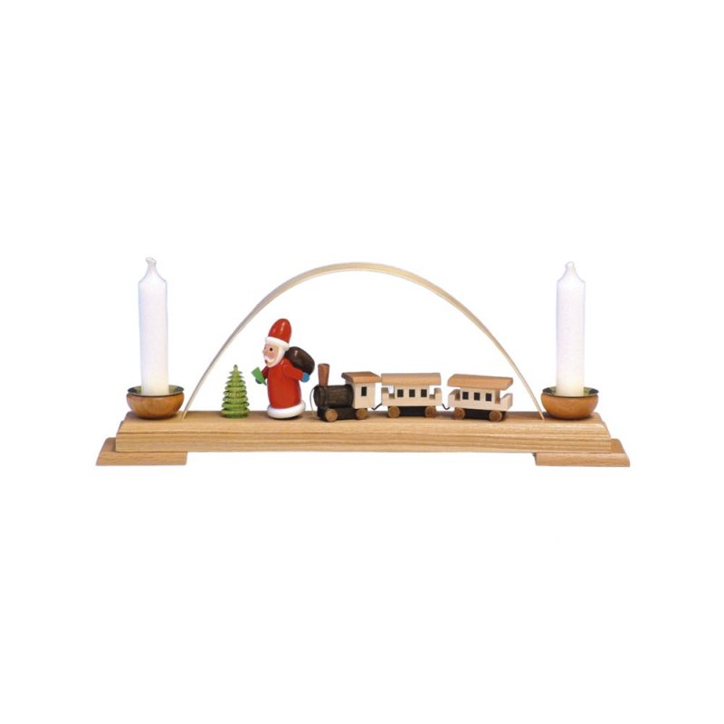 Schwibbogen mit Eisenbahn und Weihnachtsmann, klein