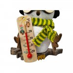 Räucherfigur Schneeeule mit Thermometer