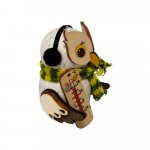 Holzfigur Mini Schnee-Eule mit Thermometer
