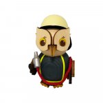 Holzfigur Mini-Eule Feuerwehr