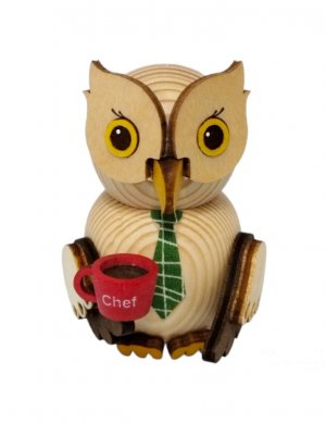 Holzfigur Mini-Eule Chef