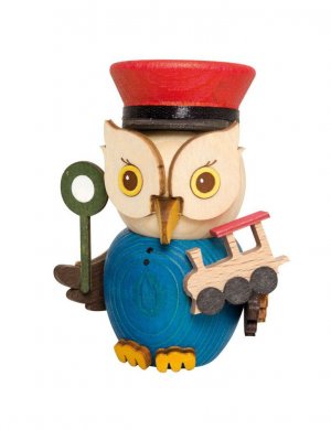 Holzfigur Mini-Eule Eisenbahner