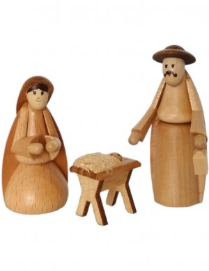 Krippenfiguren Maria und Josef, natur