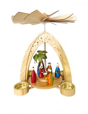 Teelichtpyramide Christi Geburt, Figuren farbig