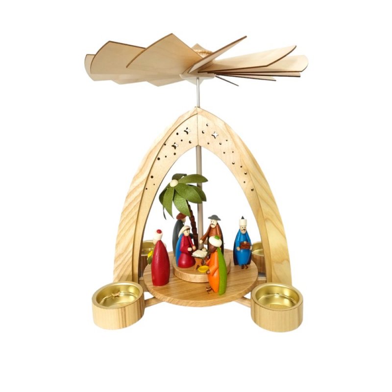 Teelichtpyramide Christi Geburt, Figuren farbig