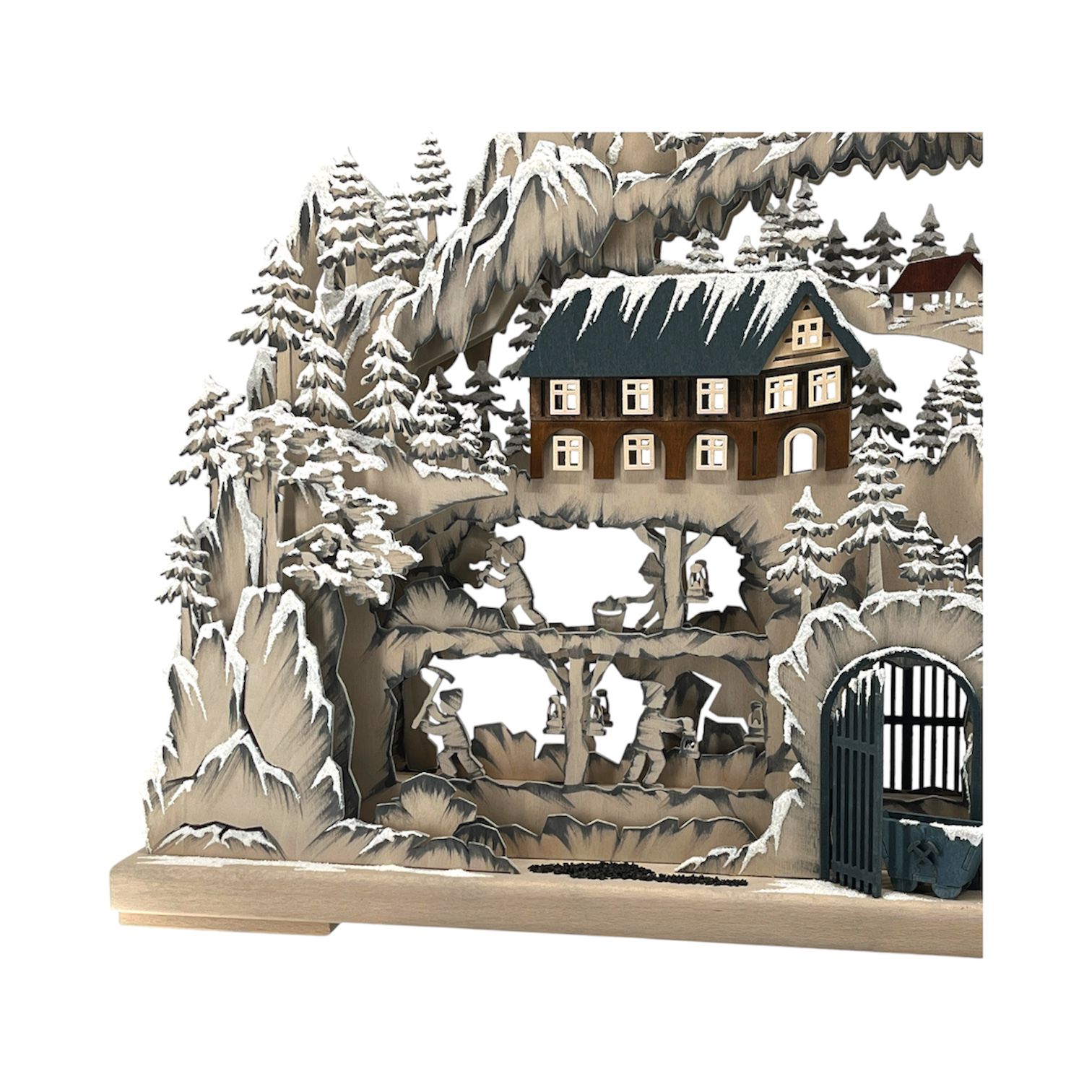 3D Schwibbogen Bergbau mit Raureif Detailansicht links